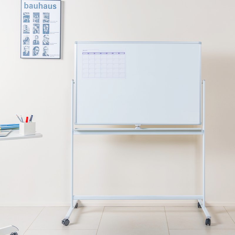 Dry Erase Whiteboard, Mobile,  Double-Sided, Metal, 120x80cm