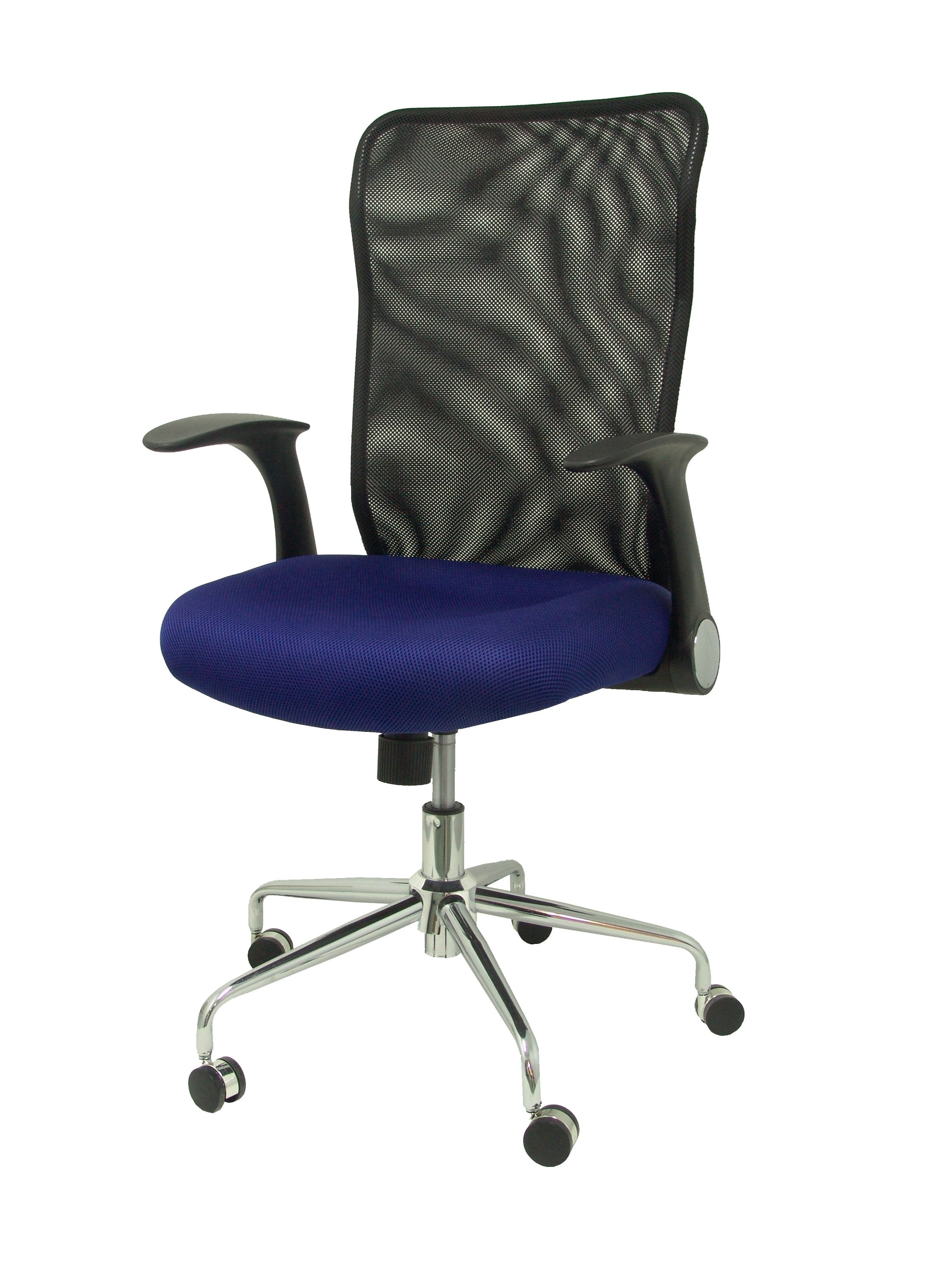 Silla Minaya Respaldo Malla Negro Asiento 3d Azul