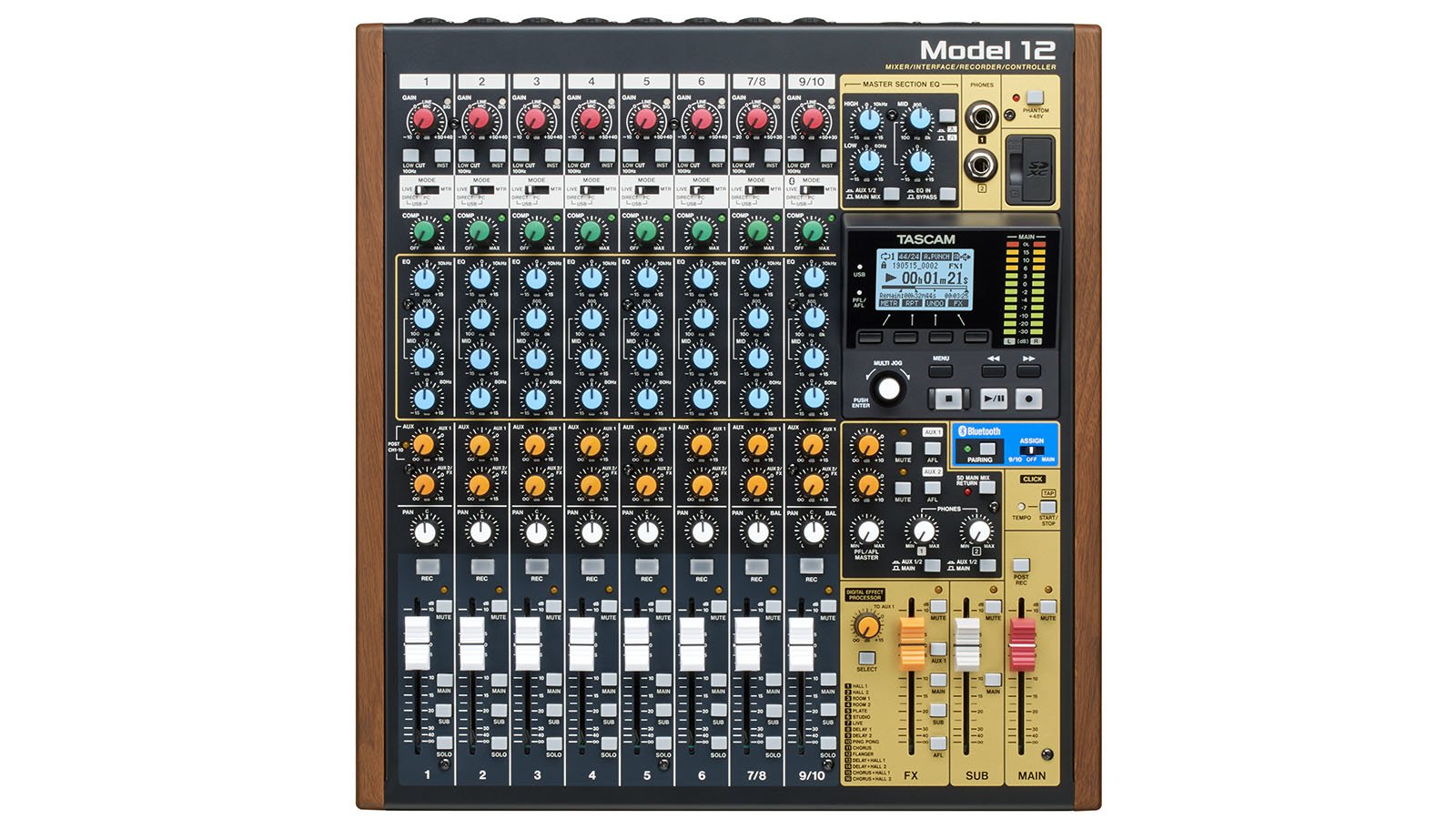 Tascam Model 12 12 Canales 20 - 20000 Hz Negro, Madera