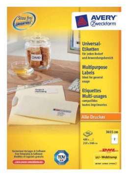 Avery Zweckform Etiquetas 3655-200 Blanco 210,0 X 148,0 Mm