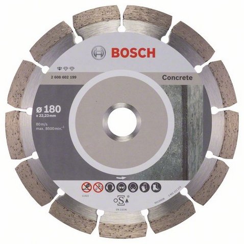 Disco De Corte Diamantado Bosch Professional Standard Para Hormigón, Ø 180 Mm, Diámetro 22,23 Mm 2608602199