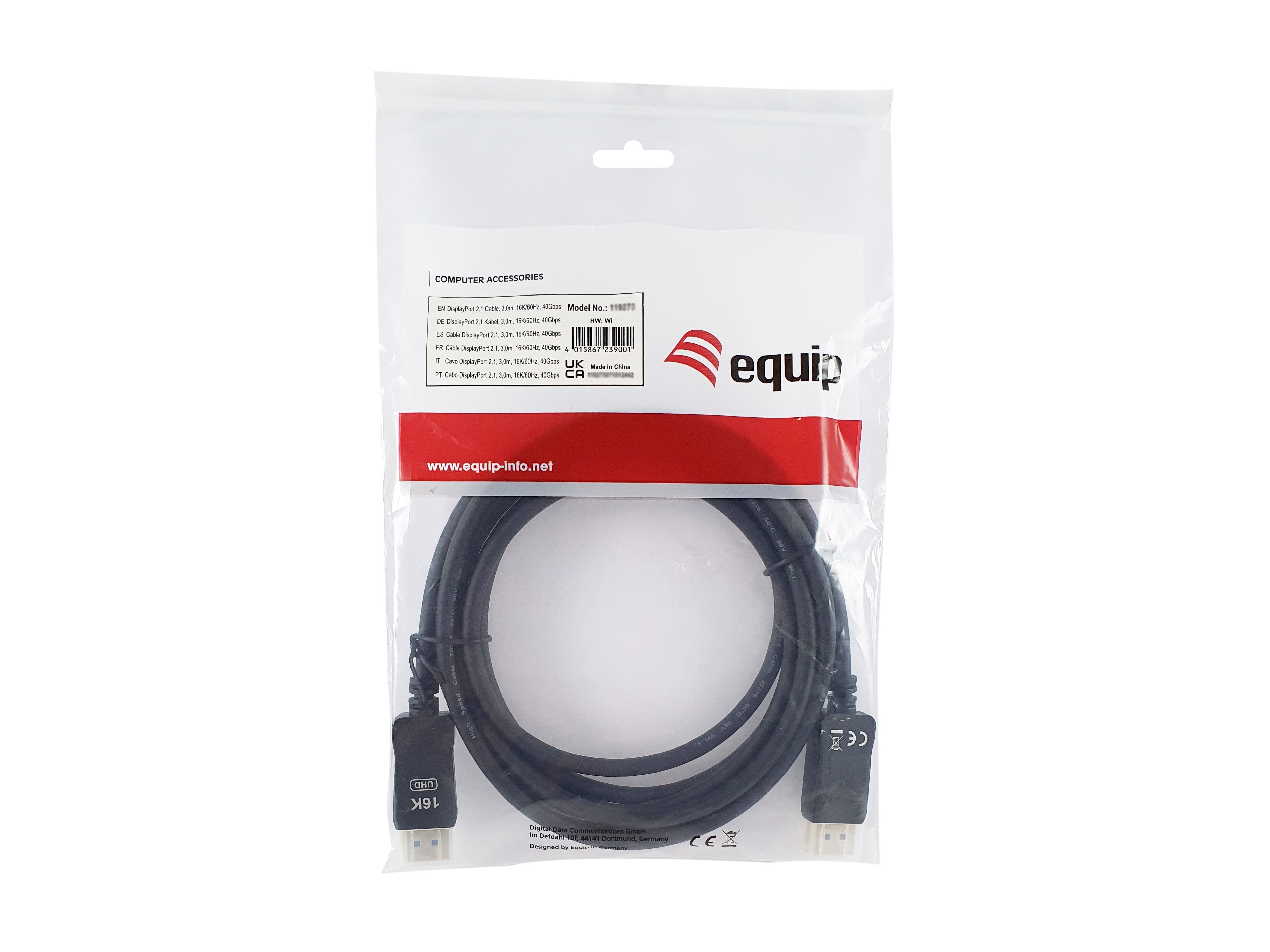 Equip Displayport 2.1 16k 60hz M M 5.00m Negro