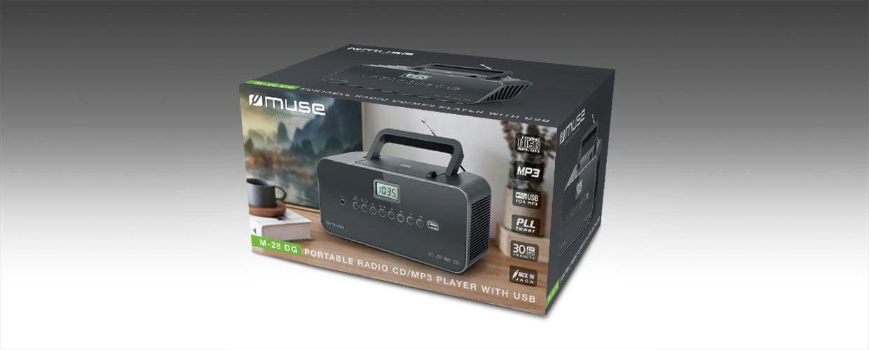 Radio Muse M-28dg Portable  Lecteur, Grey