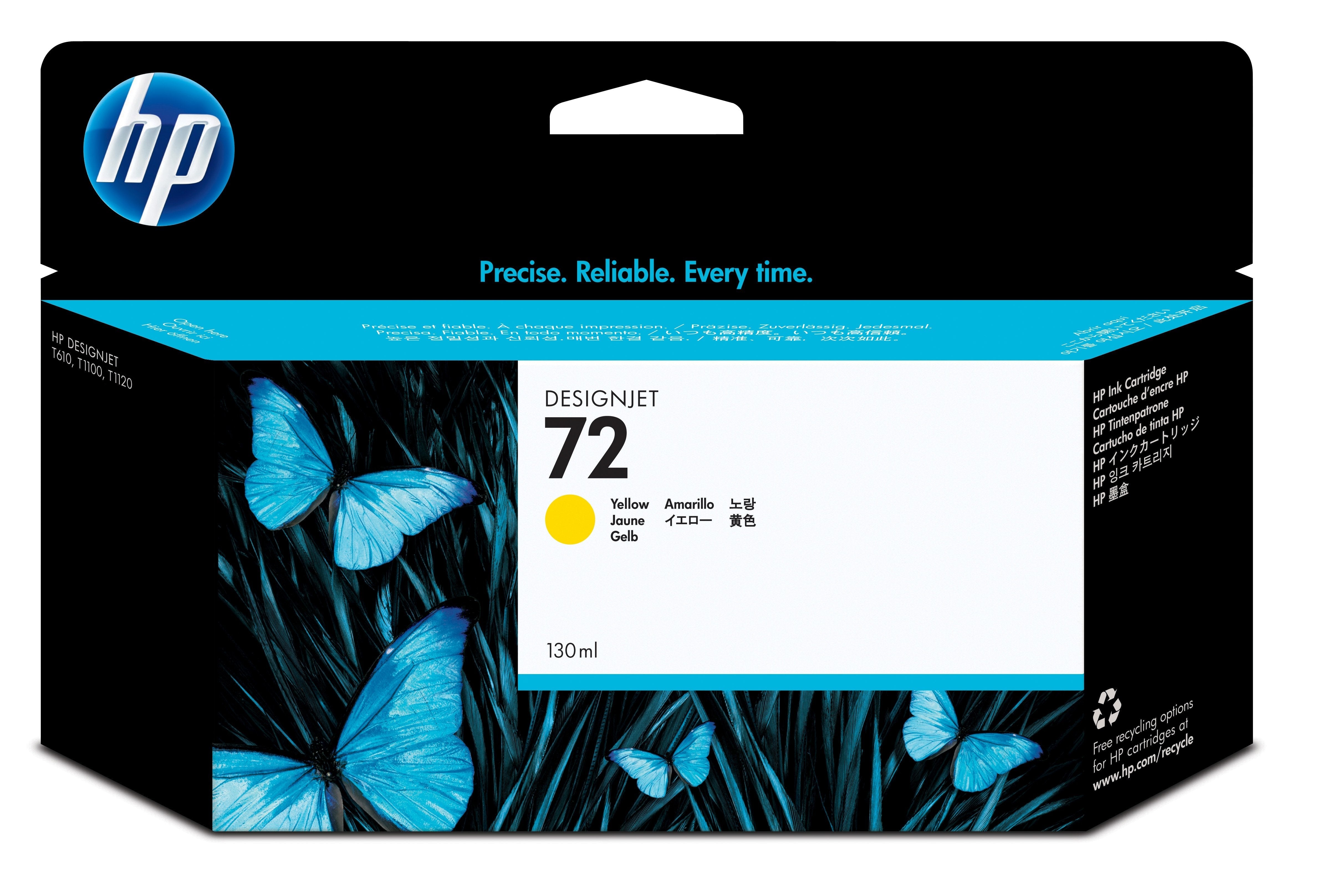 EAN 0808736779821 - HP 72 130-ml Yellow DesignJet Ink Cartridge cartucho de tinta 1 pieza(s) Original Alto rendimiento (XL) imagen 1