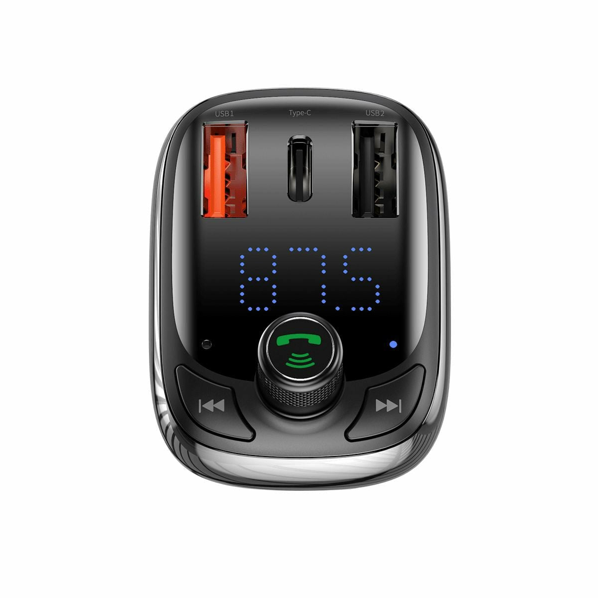 Baseus Car Charger Bluetooth Fm Transmitter S-13, Bt. 5.0, 10m Range, Usb-A Qc 12v/ 2.4a, Usb-A 5v/ 1.5a, Type-C 12v/ 2.4a, Black (Ccmt000101)