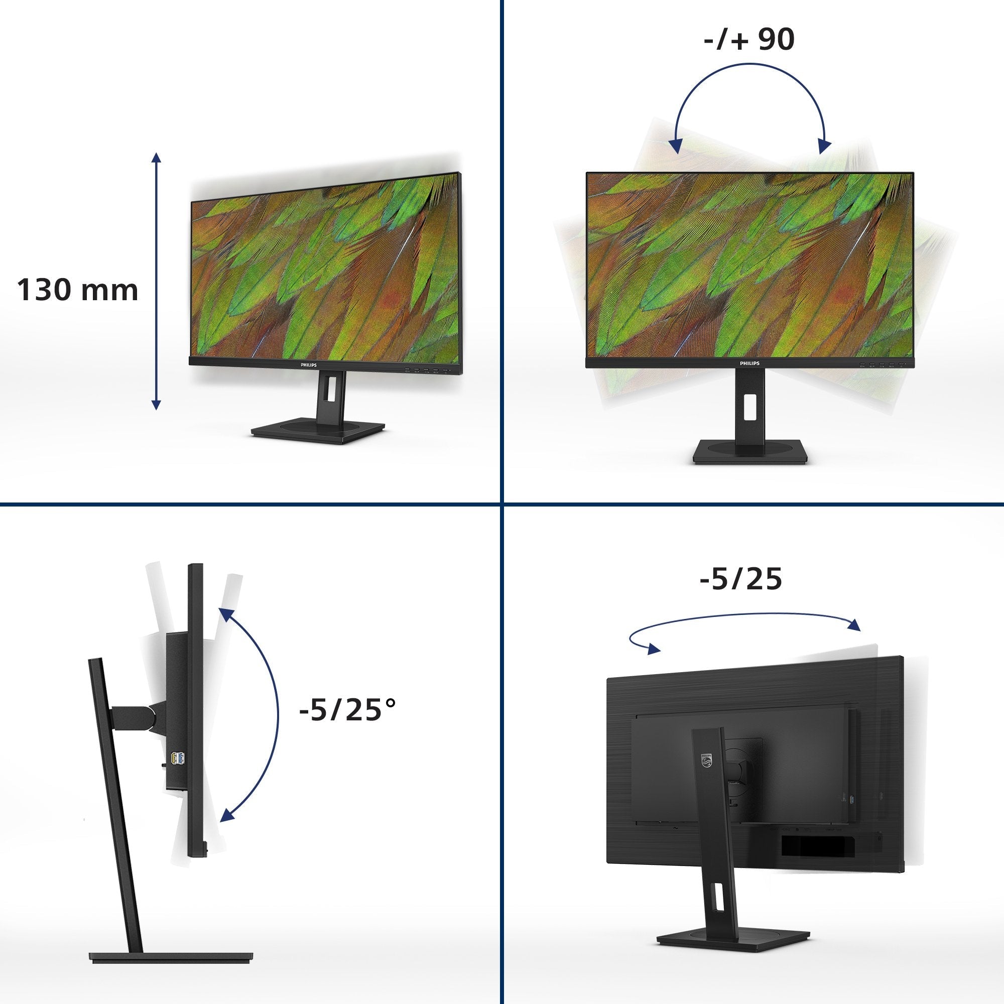 EAN 8721038000269 - Philips 3000 series 27B1N3800/00 LED display 68,6 cm (27") 3840 x 2160 Pixeles 4K Ultra HD LCD Negro imagen 3