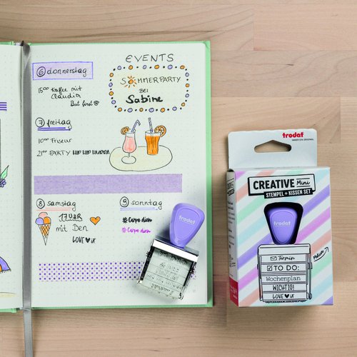 Trodat Creative Mini V2 Pamell Lila + Kissen 3farben 1129