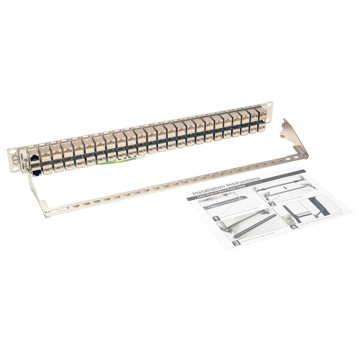 Eaton Tripp Lite   48-Port 1u Rack-Mount Stp Shielded Cat6a Feedthrough Patch Panel Rj45 Ethernet Taa