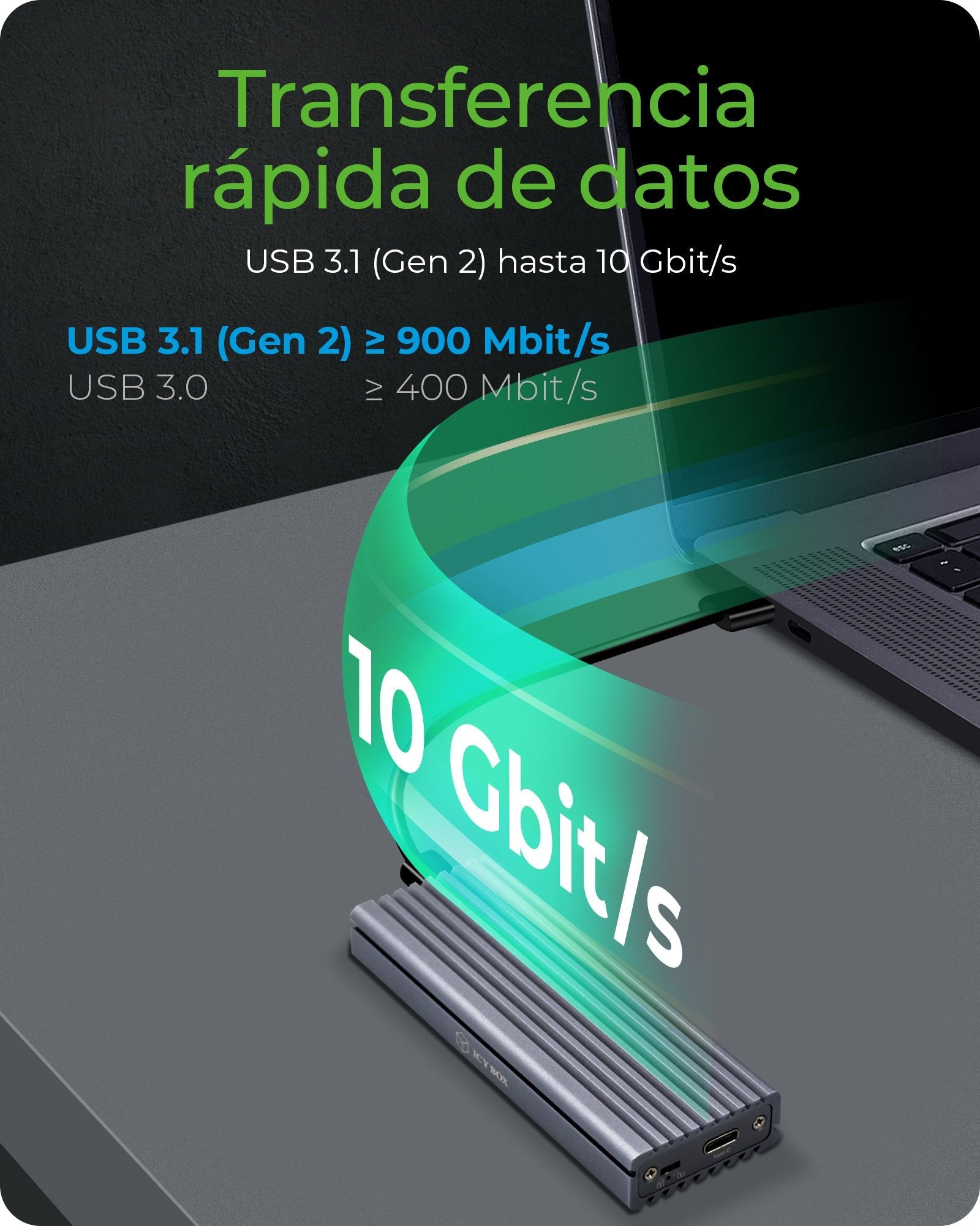 Icy Box Ib-1817m-C31 M.2 Caja Externa Para Unidad De Estado Sólido (Ssd) Gris