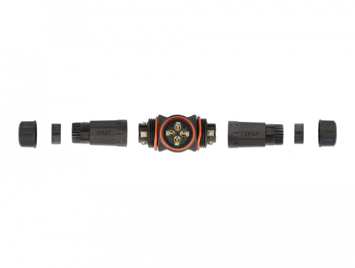 Delock Cableverbinder T-Form Für Aussenbereich 4 Pin, Ip68 Wasserdicht, Schraubbar, Cabledurchmesser 4,5 - 7,5 Mm Schwarz