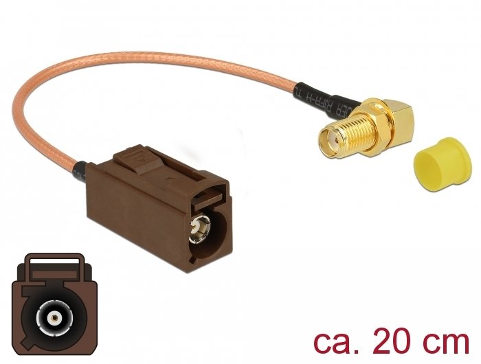 Delock Antennencable Fakra F Buchse > Sma 90 Buchse Zum Einbau Rg-316 20cm