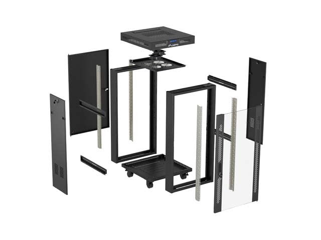 Lanberg Rack Cabinet 19" Free-Standing 24u 600x600 Flat Pack With Glass Door Lcd Negro V2