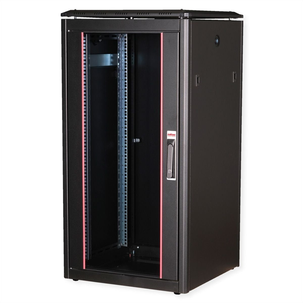 Roline 19-Zoll Netzwerkschrank Pro 22 He, 600x600 Bxt Glastr Schwarz