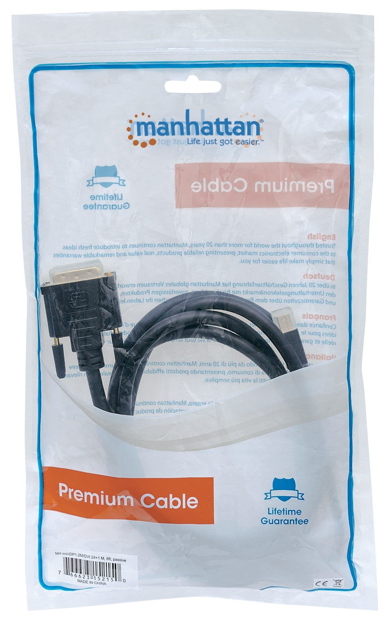 Manhattan Cable Mini Displayport 1.2a A Dvi-D 24+1 Macho, 1.8 M  Negro