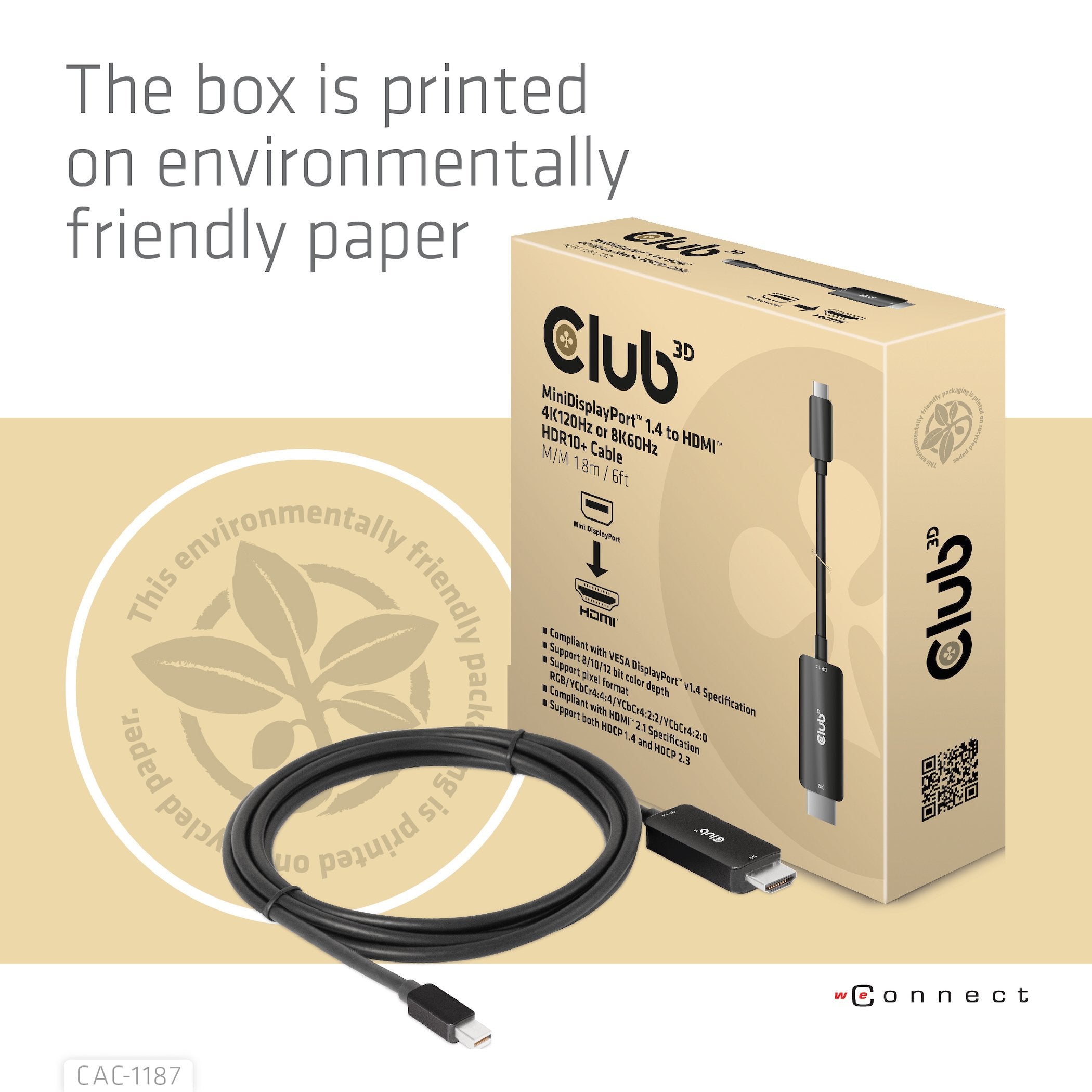 EAN 8719214472535 - CLUB3D CAC-1187 adaptador de cable de vídeo 1,8 m Mini DisplayPort HDMI Negro imagen 8