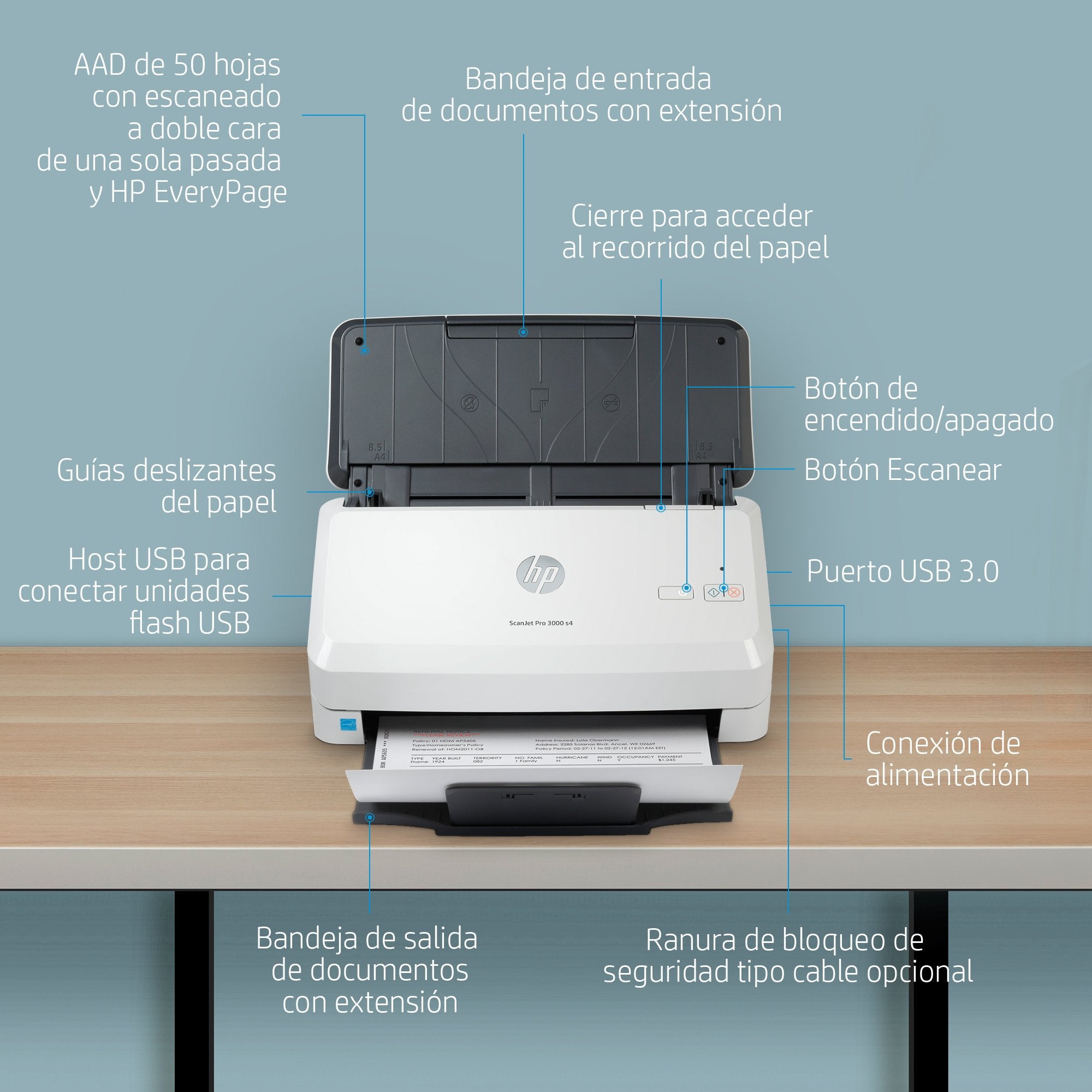 EAN 0193808948619 - HP ScanJet Pro 3000 s4 Escáner alimentado con hojas 600 x 600 DPI A4 Negro, Blanco imagen 4