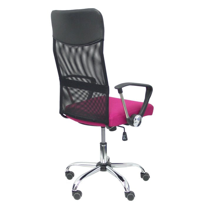Silla Gontar Respaldo Malla Negro Asiento Rosa
