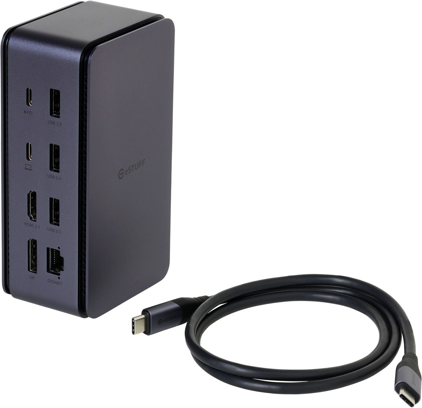 EAN 5704174646310 - eSTUFF ES623015 base para portátil y replicador de puertos Alámbrico USB4 Aluminio, Negro imagen 7