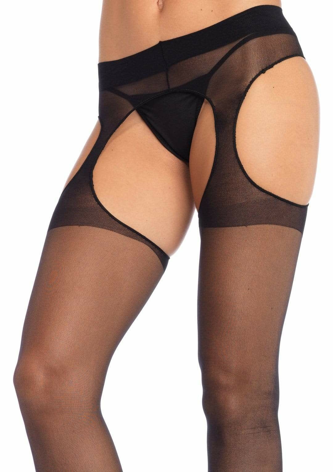Leg Avenue - Medias Con Liguero Adjunto Negro