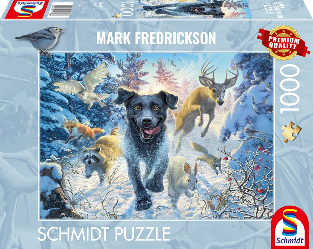 Juegos Schmidt Mark Fredrickson: Dog Love - Black Labrador In The Snow, Puzzle 1000 Parts 58558