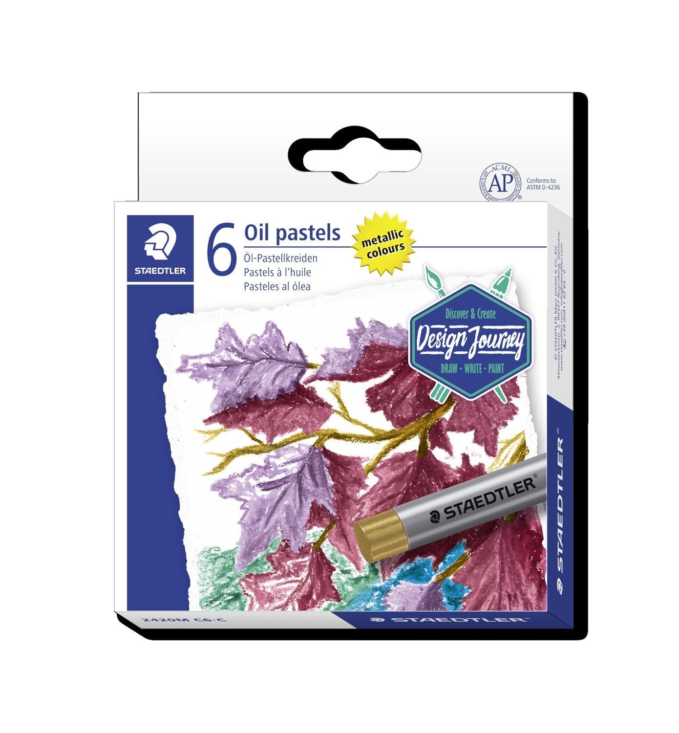 Staedtler 2420m C6-C - Pasteles Metálicos Al Óleo, Estuche Cartón Con 6 Unidades Colores Surtidos
