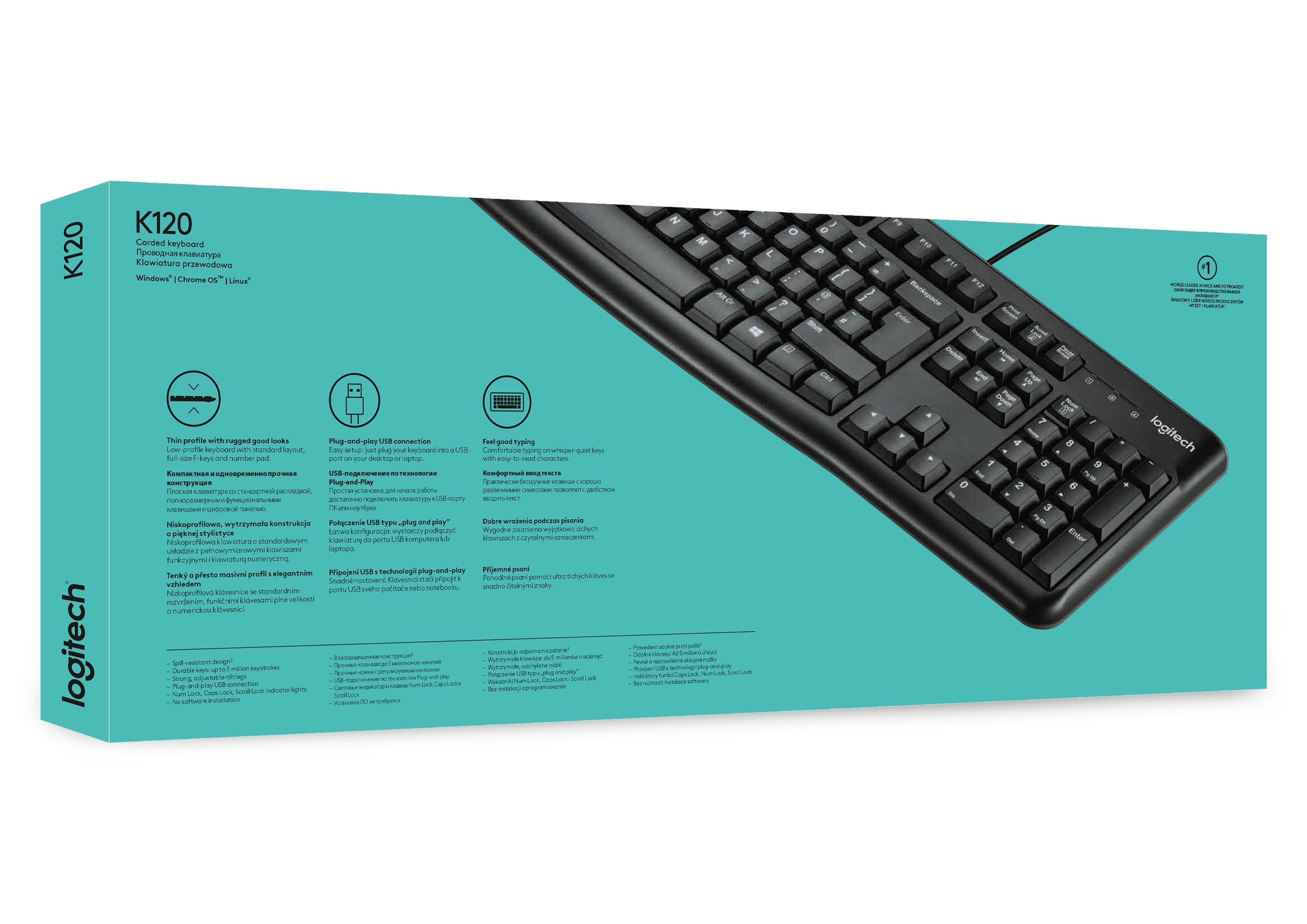 Teclado Logitech K120 Usb Negro Belga