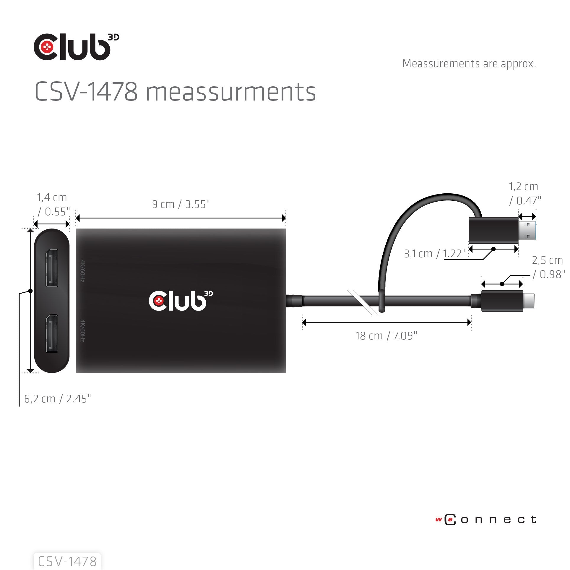 EAN 8719214472993 - CLUB3D CSV-1478 divisor de video USB Tipo C 2x DisplayPort imagen 6