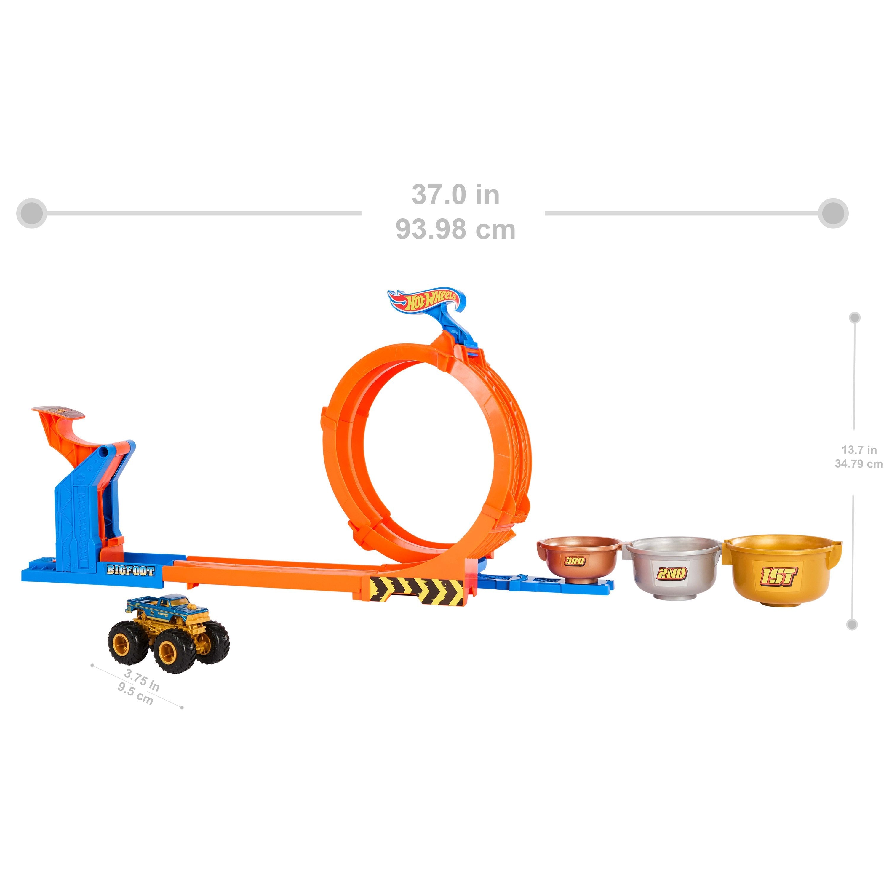 Hot Wheels Hot Wheels Monster Trucks Desafío Loop & Flip 2 En 1, Pista De Carreras   Jbx64