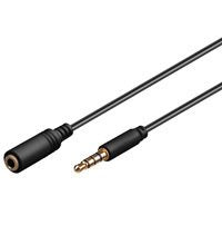 3.5mm Jack Extension Cable, Black, 1 M - 3.5 Mm Plug (4-Pin,