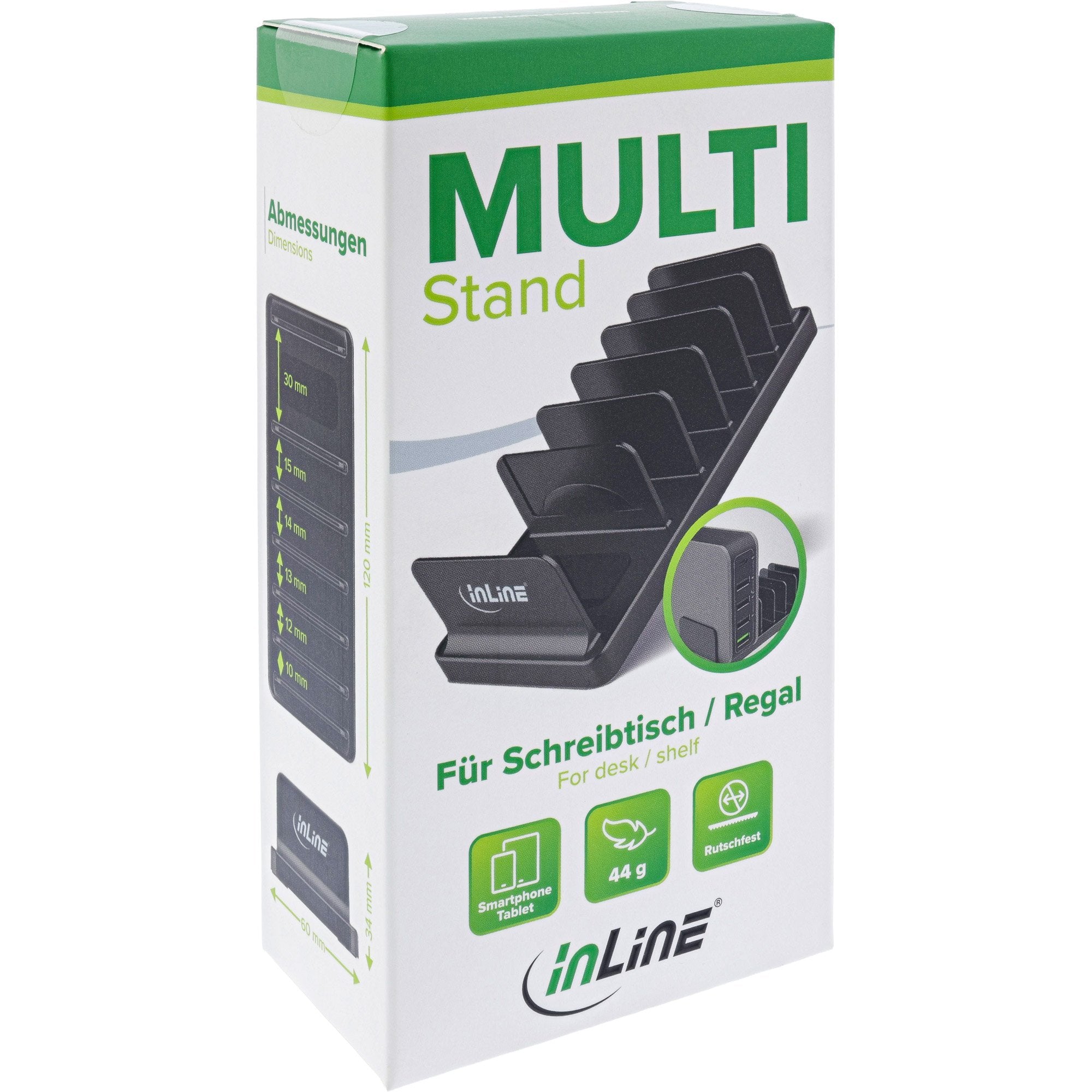 Soporte Múltiple Inline Con 6 Compartimentos Para Escritorio / Estante, Negro