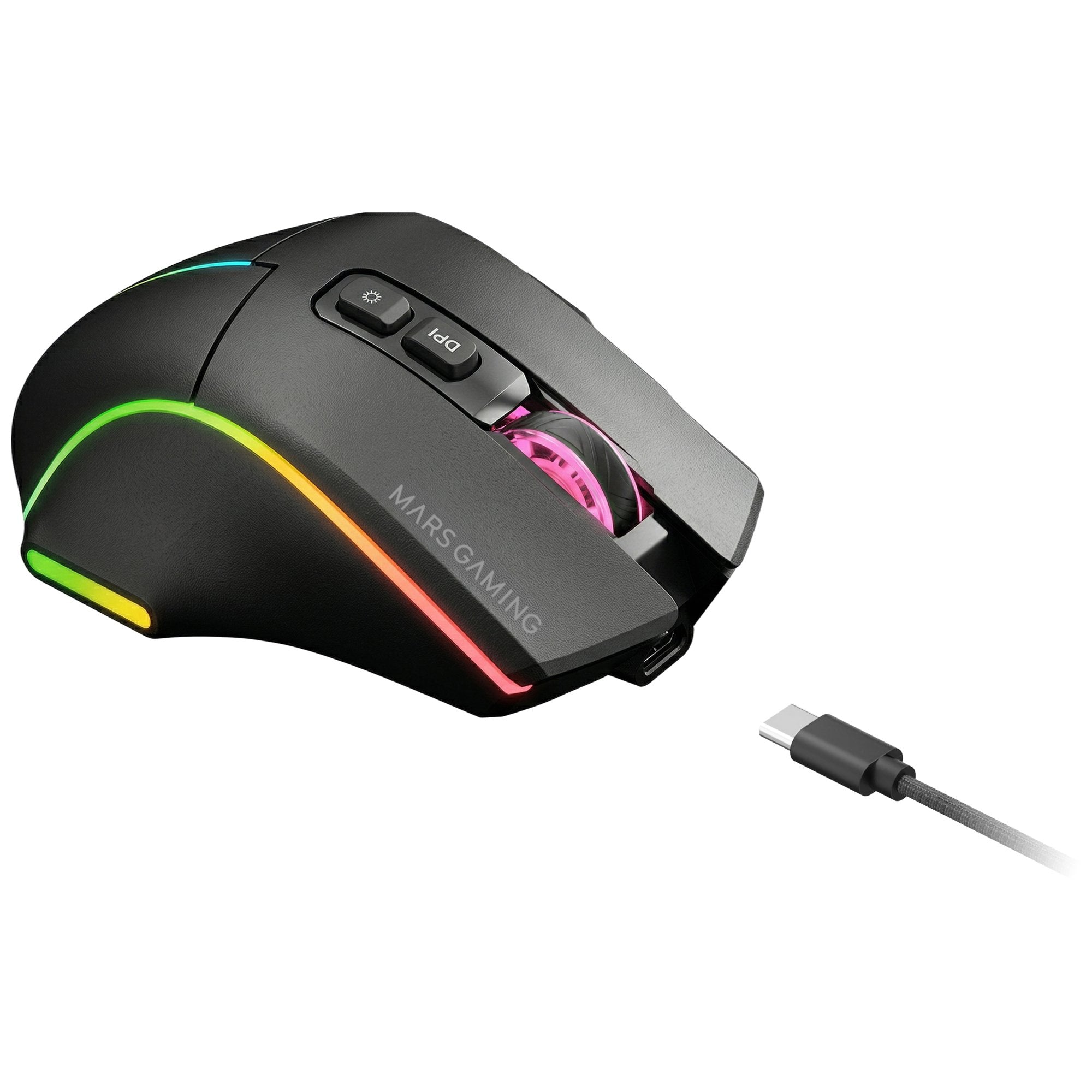 Mouse Mars Gaming Wireless Y Bluetooth Mmw-Vector Tri-Mode 2.4g Ghz Bt 5.4 Usb-C 7 Botones 12000 Dpi
