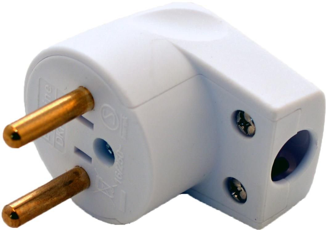 Danish Power Plug Angled,  White Danish Power Plug,