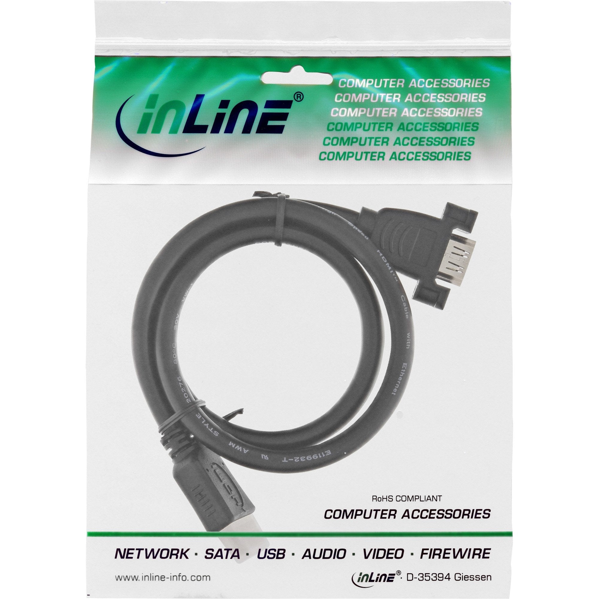 Adaptador Inline Hdmi 4k2k Tipo A Macho A A Hembra Con Brida 0,6 M