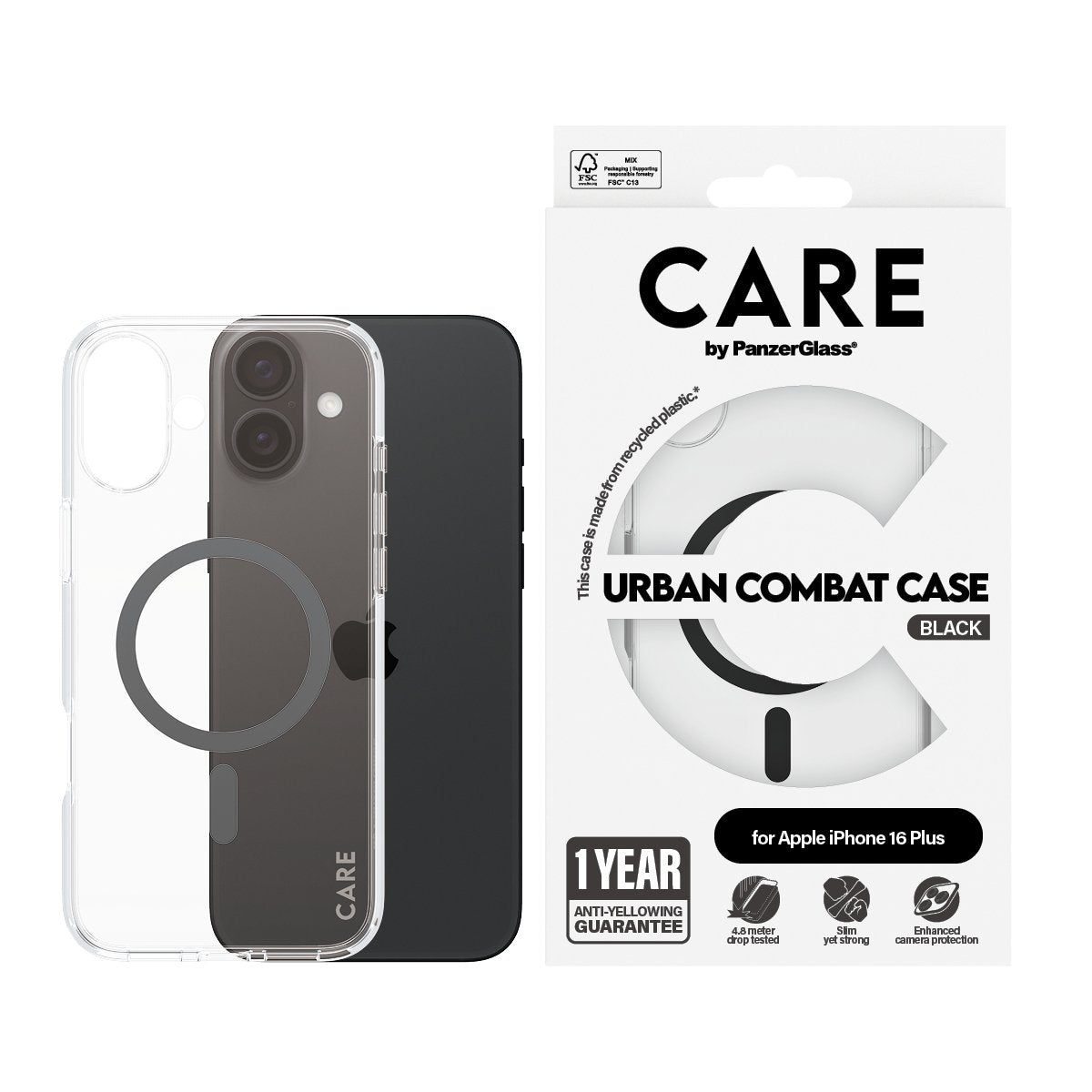 EAN 5715685004131 - PanzerGlass CARE™ by ® Urban Combat Case Transparent w. Black MagSafe iPhone 16 Plus funda para teléfono  imagen 2