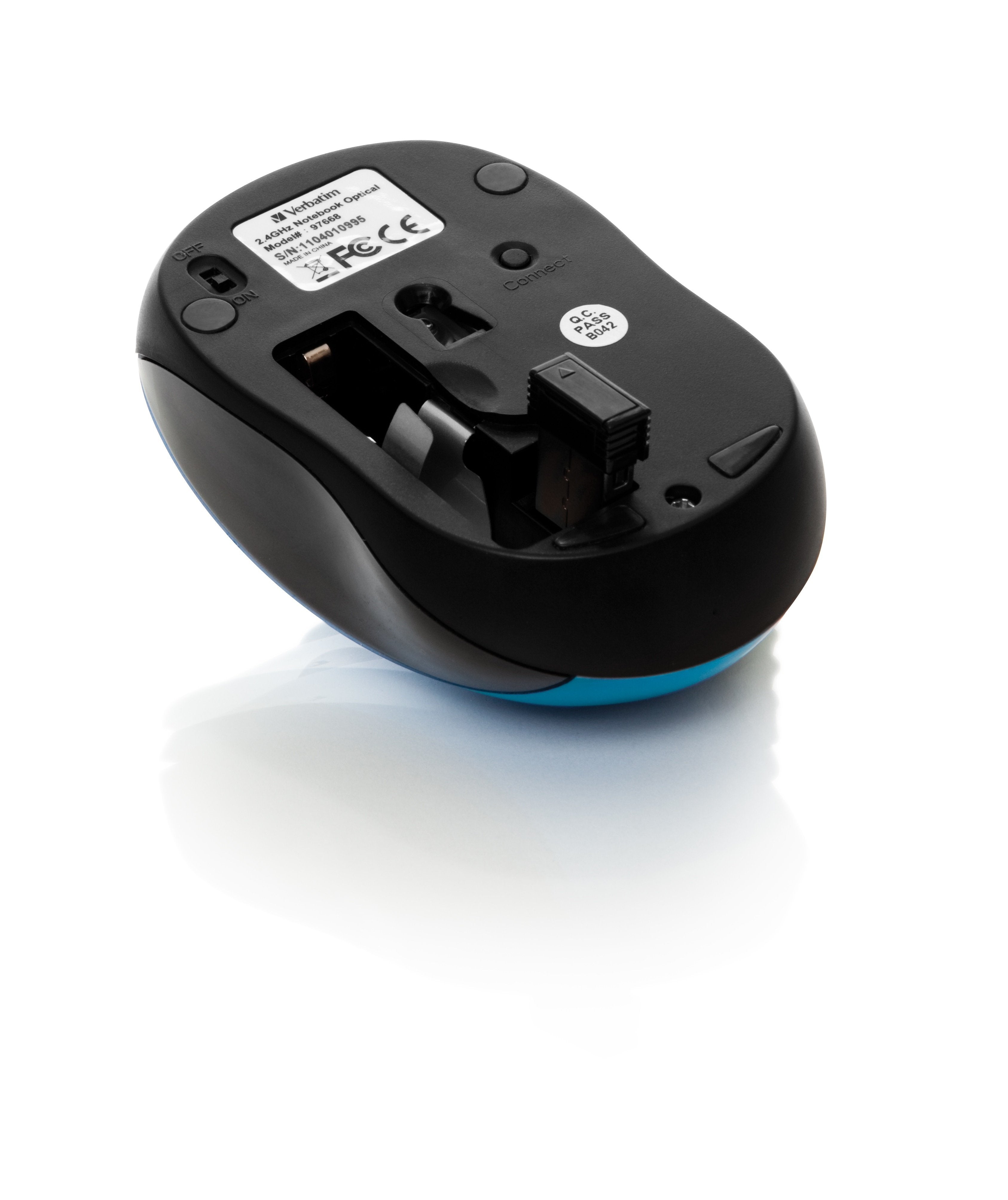 Verbatim Ratón Go Nano Inalámbrico 1600ppp Compacto Ambidiestros Receptor Usb Azul Turquesa