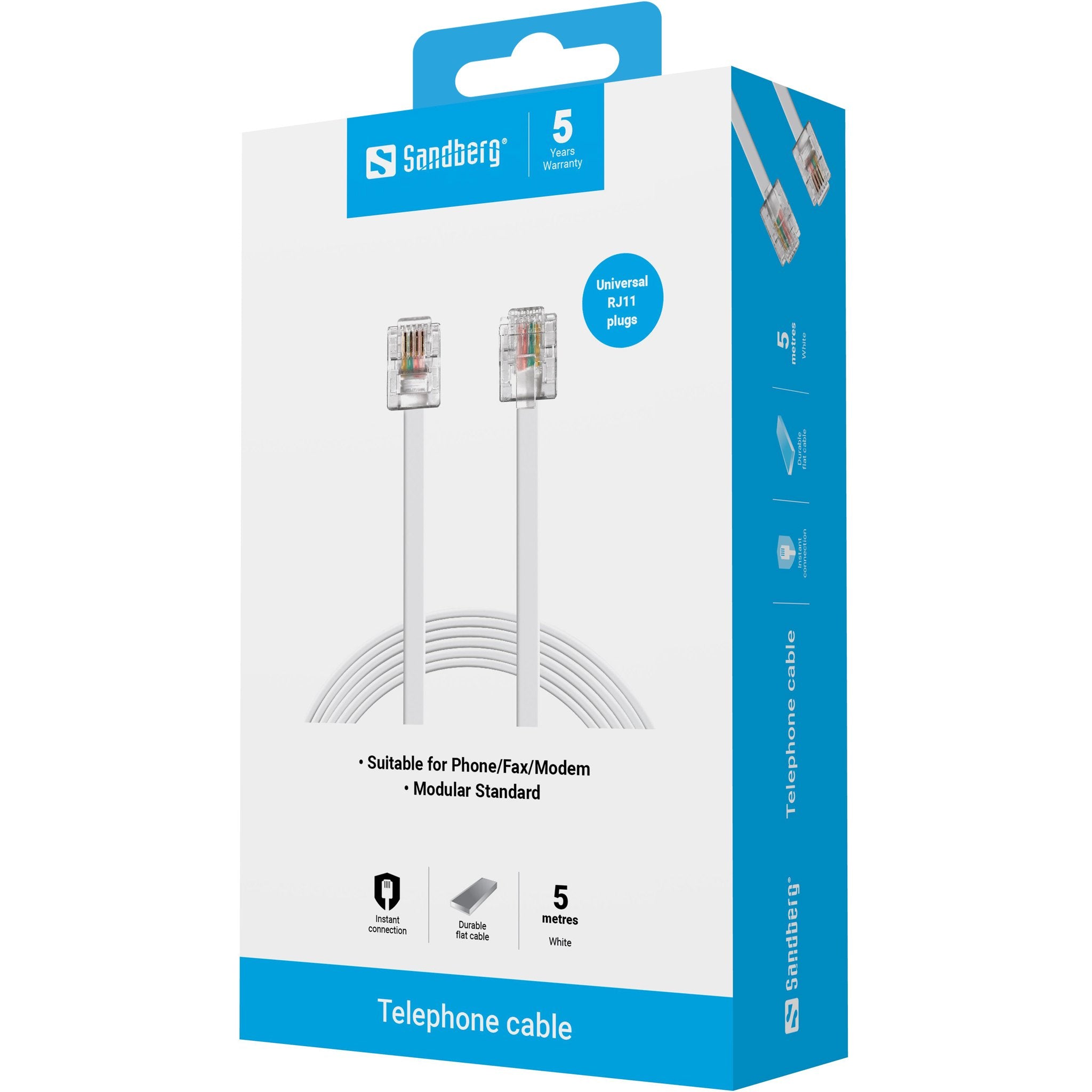 EAN 5705730502521 - Sandberg 502-52 cable telefónico Blanco imagen 3