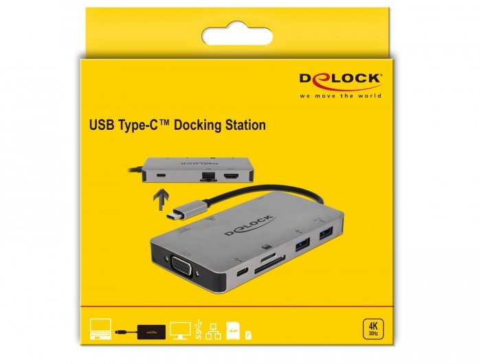 Delock Dockingsstation Usb Type-C 4k - Hdmi / Vga / Usb 3.1 / Sd / Lan / Pd 3.0