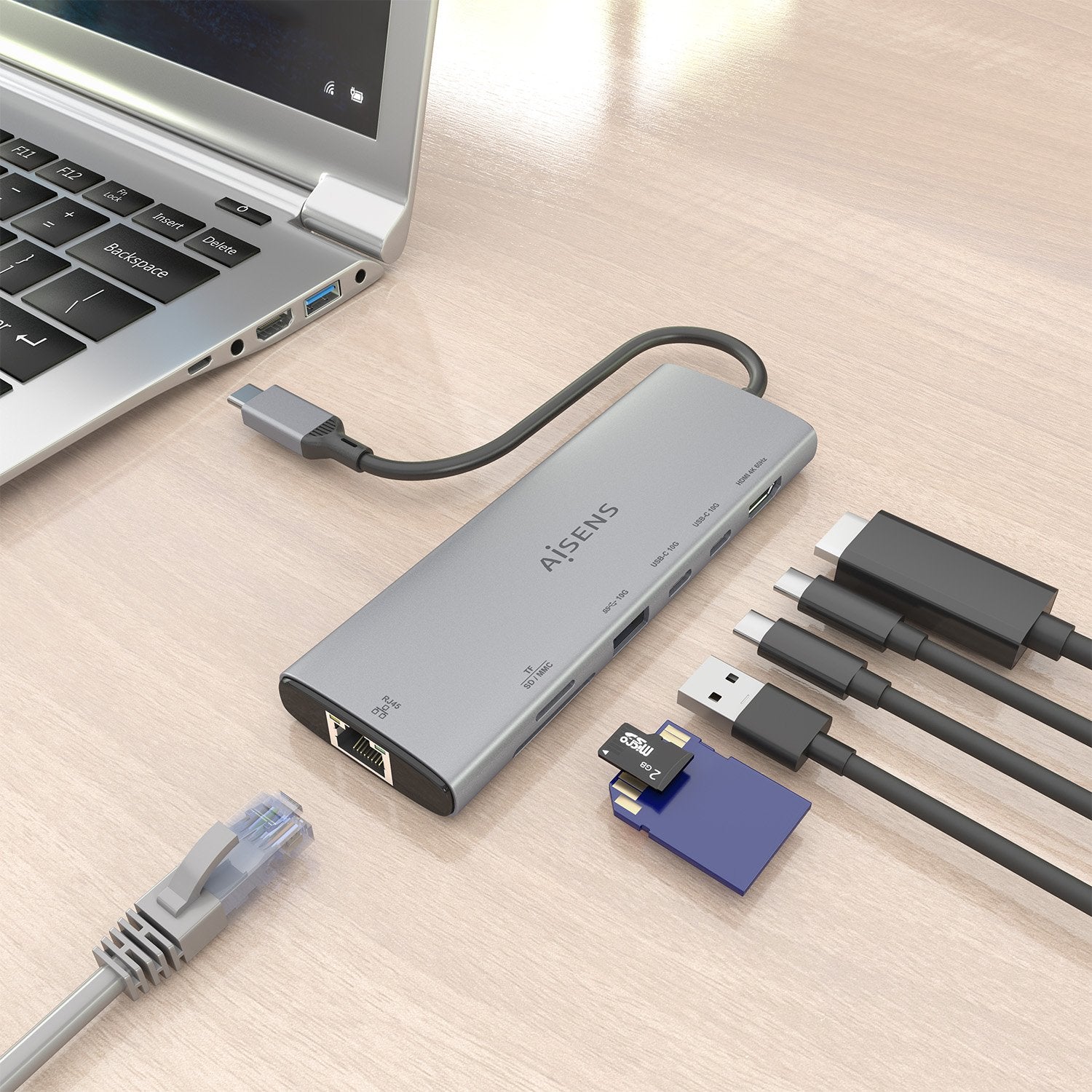 EAN 8435739903605 - AISENS ASUC-7P032-GR base para portátil y replicador de puertos Alámbrico USB 3.2 Gen 1 (3.1 Gen 1) Type- imagen 5