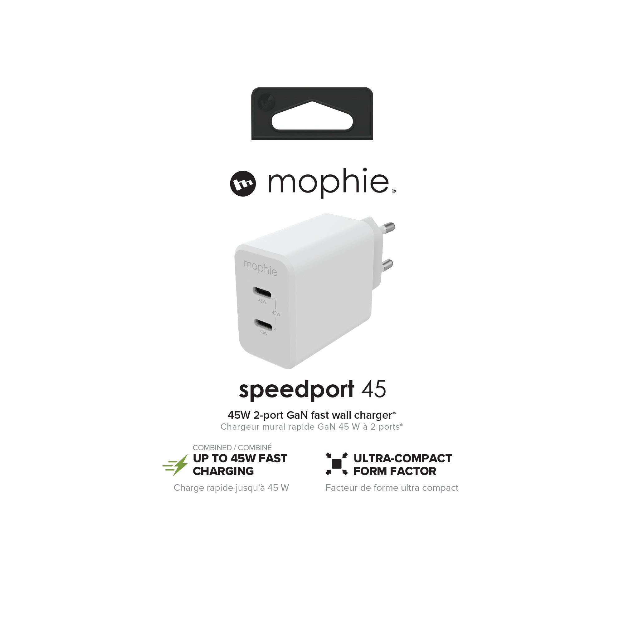 Cargador Mophie 409909299  De Dispositivo Móvil Portátil, Smartphone, Tableta Blanco Corriente Alterna Carga Rápida Interior