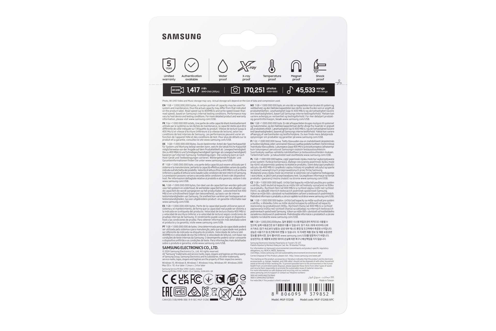 EAN 8806095379852 - Samsung MUF-512AB unidad flash USB 512 GB USB tipo A 3.2 Gen 1 (3.1 Gen 1) Negro, Acero inoxidable imagen 7