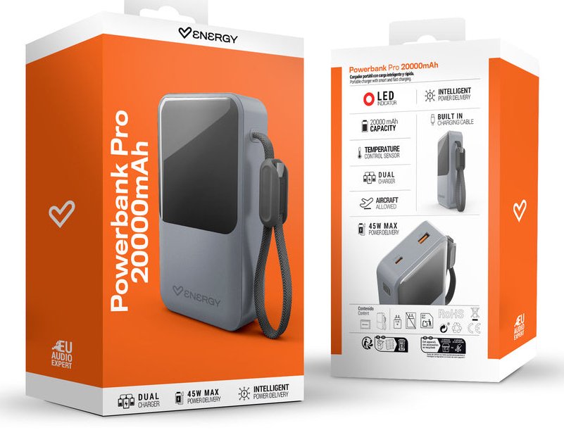 Energy Sistem Pro Powerbank 20000 Mah - 45w - Tecnologia Intelligent Power Delivery - 2 Puertos Para Carga Simultanea -