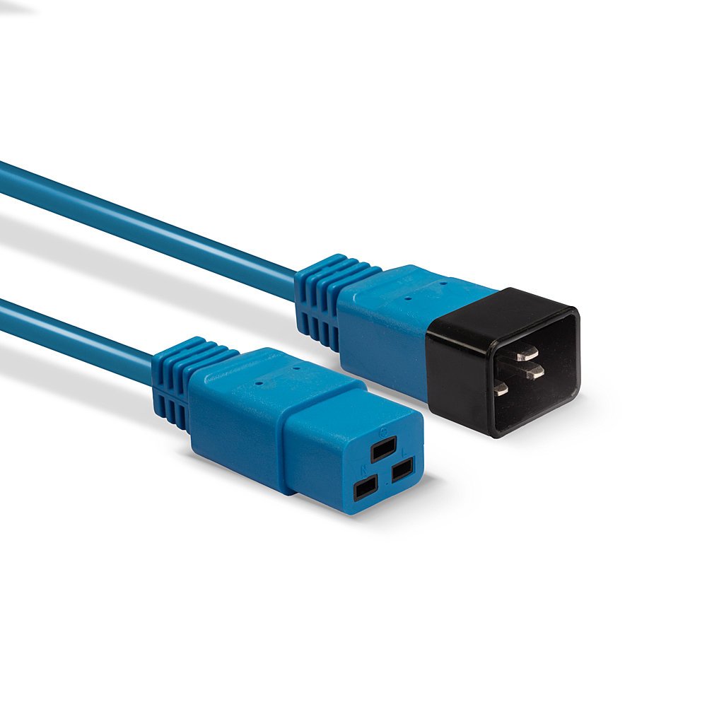 Extensión De Red Lindy Iec C19 A C20 Azul 1m Externo A Granel