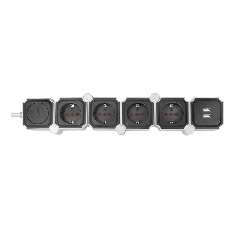 Regleta De Enchufes De 4 Vías Logilink, 4xcee 7/3 + 2xusb-A, 1,5 M