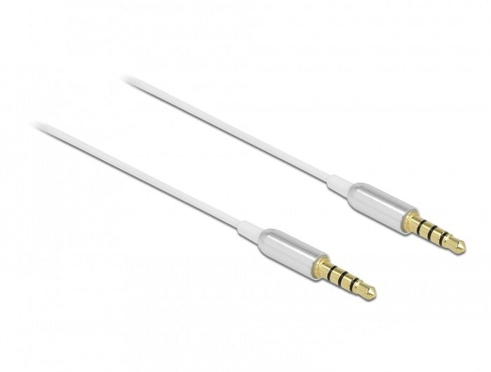 Delock 66073 Cable De Audio 0,5 M 3,5mm Plata, Blanco Blanco/Plateado, 3,5mm, Macho, 3,5mm, Macho, 0,5 M, Plata, Blanco