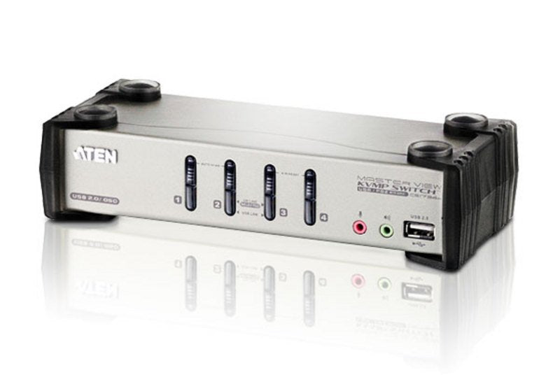 Switch Kvm, 4 Canales, Aten Cs1734b, Usb, Ps/2, Audio, Osd