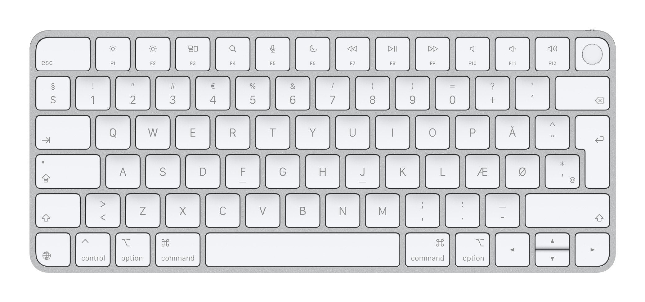 Apple Magic Keyboard Con Touch Id, Teclado Plateado/Blanco, Diseño Dk, Para Modelos Mac Con Chip Apple Mxck3dk/A