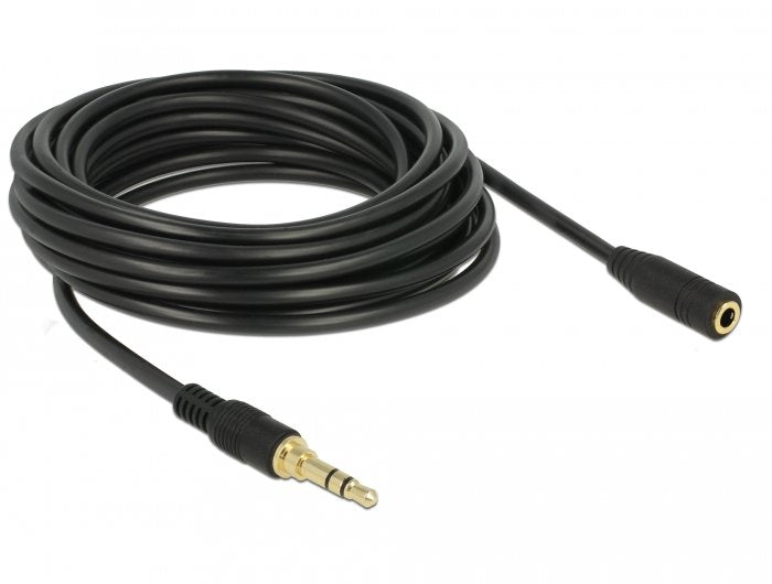 Delock Klinkenverlängerungscable 3,5 Mm 3 Pin Stecker Zu Buchse 5 M Schwarz