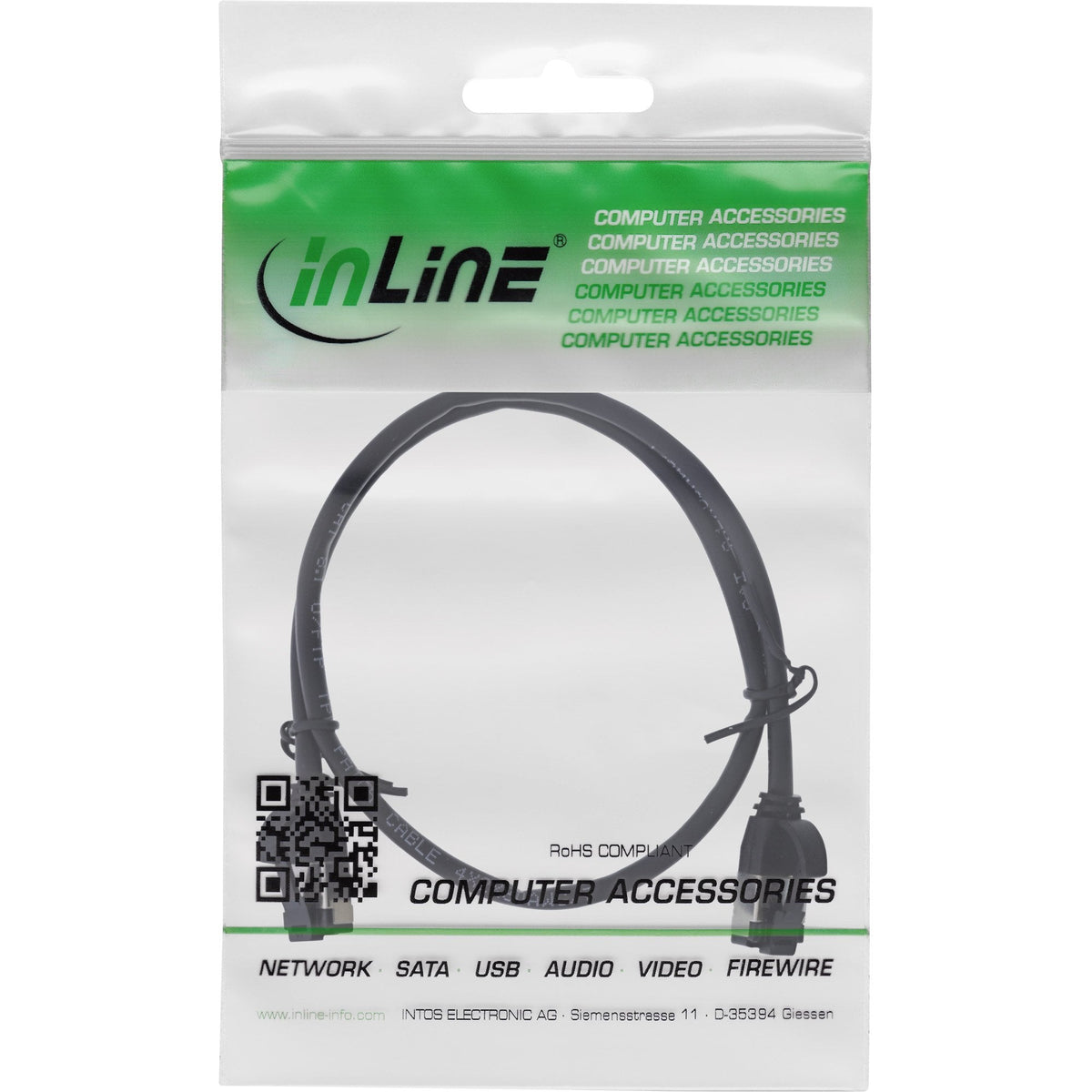 Inline® Cable De Red Slim, U/Ftp, Cat.8.1, Tpe Halogen-Free, Negro 1m