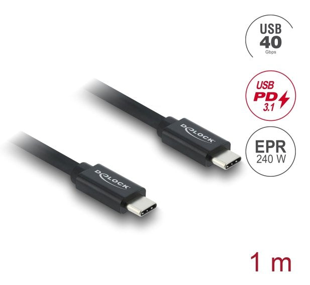 Delock Koaxiales Usb 40 Gbps Cable Usb Pd 3.1 240 W 1 M