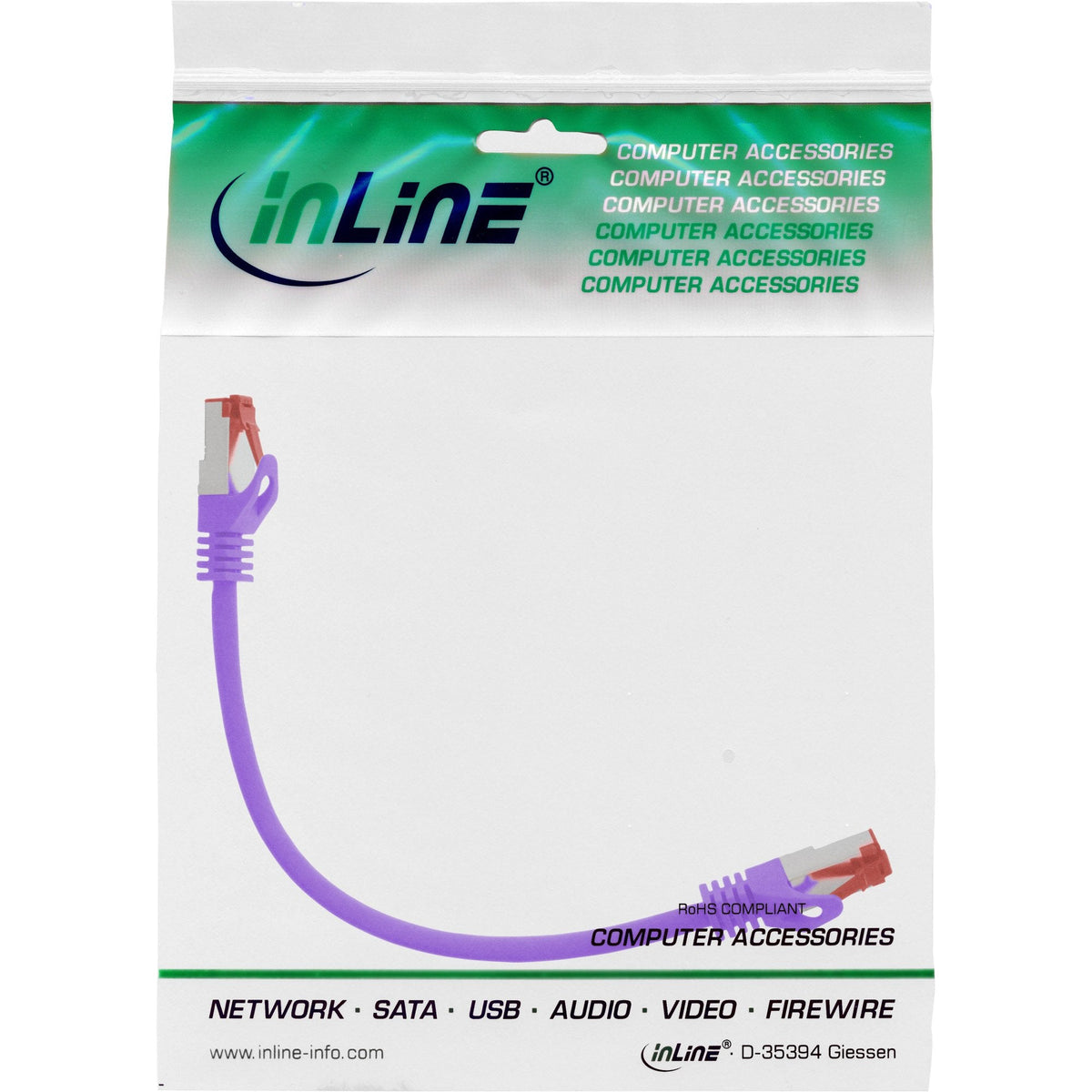 Cable De Red Inline S/Ftp Pimf Cat.6 250mhz Pvc Cobre Violeta 0.3m